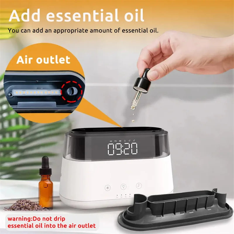 Certified Portable Ultrasonic Aroma Diffuser with Smart Alarm Clock Cool Mist & Fragrance for Home Bedroom-CE ROHS